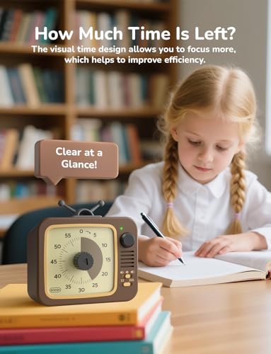 LIORQUE Visual Timer for Kids with Pause, 60 Minute Countdown Timer, Brown - color: Coffee Brown