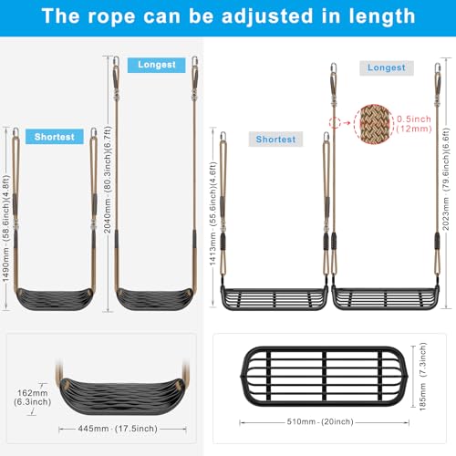 Dolibest Heavy Duty Swing Set Kit – Reinforced A-Frame Brackets & 4 Hangers, DIY Swing Set Hardware Kit for Backyard Garden - color: A: 2 Black Frame Bracket+4 Swing Hanger+2 Swing Seat