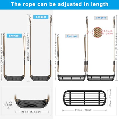 Dolibest Heavy Duty Swing Set Kit – Reinforced A-Frame Brackets & 4 Hangers, DIY Swing Set Hardware Kit for Backyard Garden - color: A: 2 Black Frame Bracket+4 Swing Hanger+2 Swing Seat