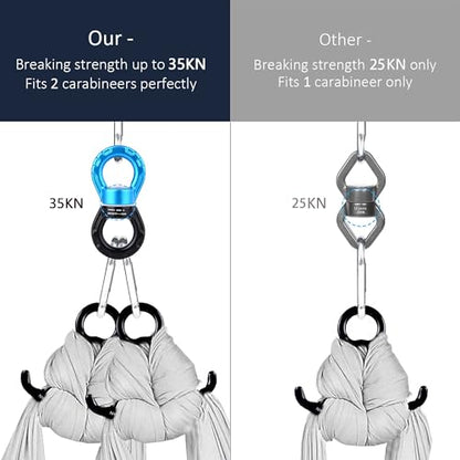 PACEARTH Swing Swivel 35KN Breaking Strength 360° Rotator Safety Rotational Device Hanging Accessory for Rock Climbing, Hanging Hammock, Web Tree Swing, Aerial Dance, Children's Swing Spinner Hanger