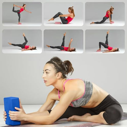 Yoga Blocks 2 Pcs, 9"x6"x3" Yoga Brick Foam Blocks EVA Foam Block Yoga Props Accessories for Yoga Pilates Stretching and Meditation - color: Deep Blue