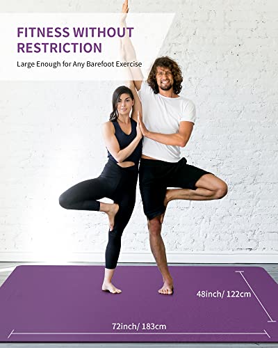 CAMBIVO 72''x48'' Large Yoga Mat, Extra Thick TPE Workout Mat - color: PURPLE, size: 6mm