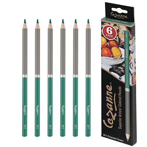 Cezanne Creative Mark Premium Colored Pencils, Emerald, 10 Packs (60 Count) Highly Pigmented Artist Set, Smooth Sketching Coloring Highlighting Blending, Soft 3.3Mm Wax-Based - color: Emerald, size: 6 Count (Pack of 10)