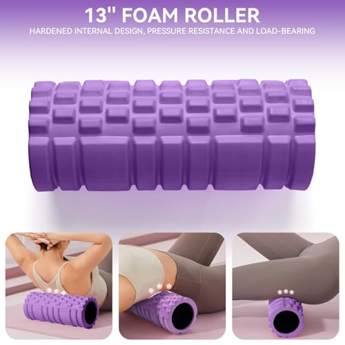 Krightlink Foam Roller for Muscle Massager, Patented 13" High Density Exercise Roller for Muscle and Myofascial Trigger Point Release, Yoga, Back Roller for Fitness, Yoga (Purple) - color: Violet