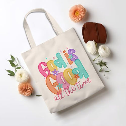 Inspirational Christian Gifts Canvas Tote Bag for Women, Christmas Friendship Birthday Religious Grocery Bags - color: Godgood