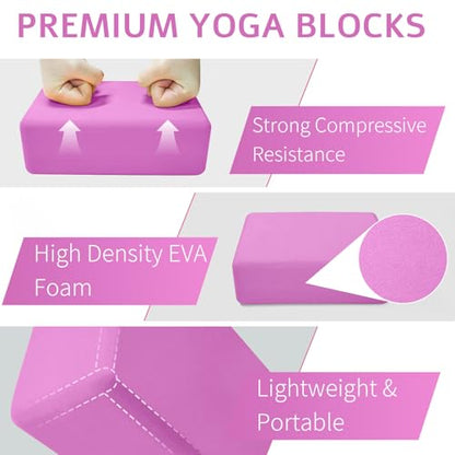 2 Pack Yoga Blocks, Lightweight 3x6x9in Yoga Bricks - color: 2PACK-Magenta