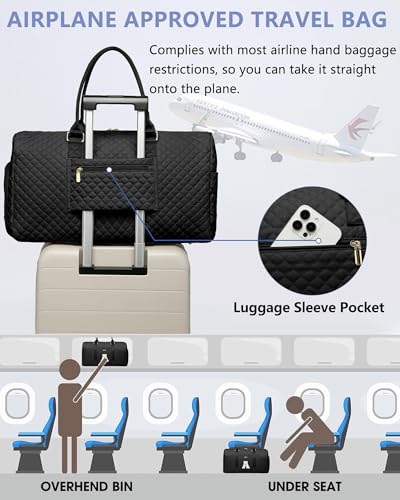 Women Weekender Travel Duffle Bag: Initial Duffel Overnight Bags with Shoe Compartment Large Carry on Tote with Toiletry Bag Weekend Traveling Yoga Gym Hospital Bag for Women with Wet Pocket Letter A - color: 15-Black Letter A, size: Large