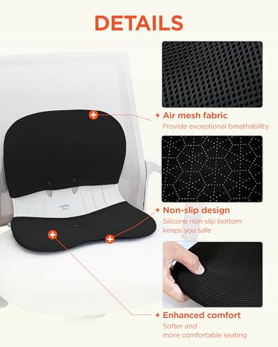 curble WIDER COVER, Detachable Cover for Teenager Chair, Ergonomic Chair Back Support and Lumbar Support (Cover Black) - color: Cover Black