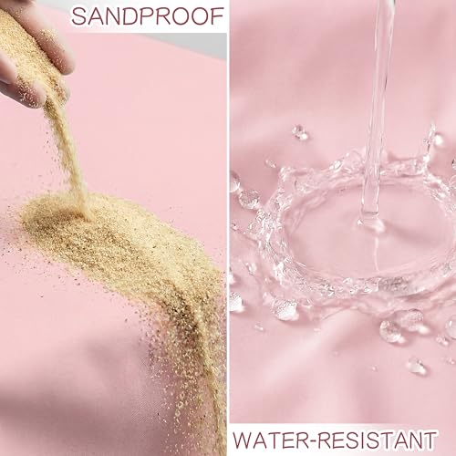Aroveea Beach Blanket Waterproof Sandproof 78''X81''/10'X9' Oversized Mat - color: Pink, size: 78''x81''