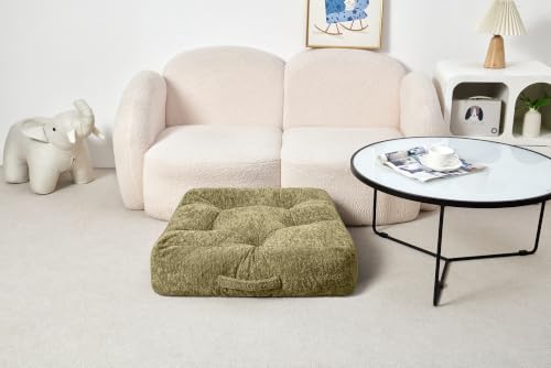Floor Cushion Pillow, Portable Large - color: Square, Green