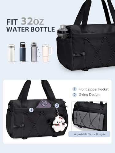 RHDZO Small Gym Bag for Women with Yoga Mat Holder and Wet Pocket, Black - color: Black