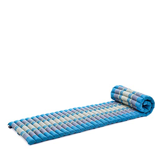 Leewadee - Foldable Floor Mattress - Japanese Roll Up Futon -Trifold Tatami Mat- Guest Floor Bed - Camping Mattress - Thai Massage Mat, Kapok Filled, 75 x 20 inches, Light Blue - color: Sf22 - Blue, size: S: 75x20"