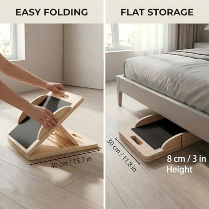 Slant Board for Calf Stretching, Calf Stretch and Mobility Board, Portable Adjustable Wooden Slant Board for Squats Exercise Balance Training and Physical Therapy
