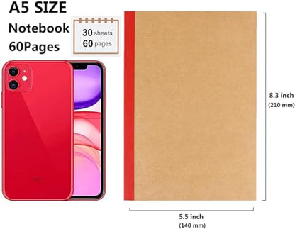 12 Pack A5 Kraft Notebooks, 60 Blank Pages Travel Journal Bulk, Soft Cover Notebooks for Women Girls Students, Making Plans Writing Memos Office School Supplies, 8.3 X 5.5 in - style: 12pack Blank page