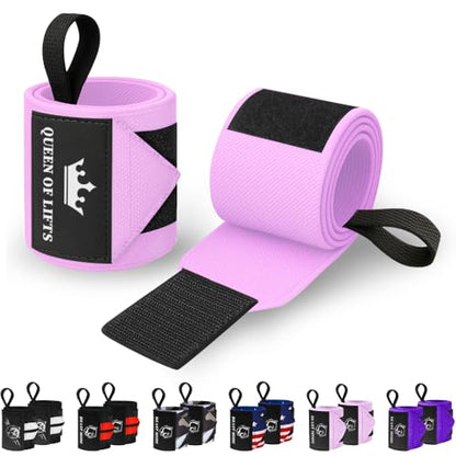 TECEUM Elastic Cotton Weightlifting Wrist Wraps with Thumb Loops, 1 Pair - color: Pink, style: 12" – Queen of Lifts