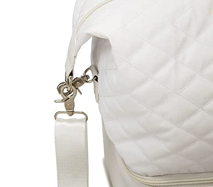 Kinmac Women's Travel Duffel Bag,Sports Gym Yoga Duffel Bag Weekender Overnight Totes Bag (White Embroider) - color: White Embroider