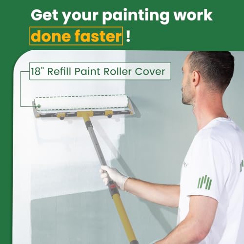 VOOMEY 18 Inch Paint Roller Covers, Microfiber Paint Roller Cover, Suitable for Various Large-Scale Scene Painting, Such as Walls, Ceilings, Etc (Pack of 3,1/2" Nap) - size: 18ichh 3pcs
