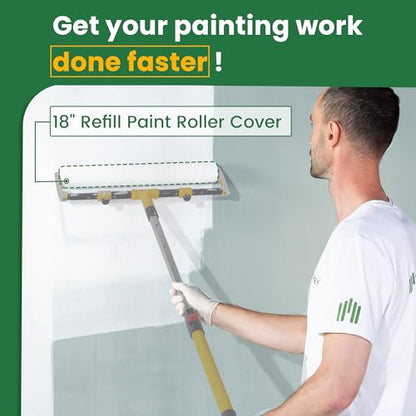 VOOMEY 18 Inch Paint Roller Covers, Microfiber Paint Roller Cover, Suitable for Various Large-Scale Scene Painting, Such as Walls, Ceilings, Etc (Pack of 3,1/2" Nap) - size: 18ichh 3pcs