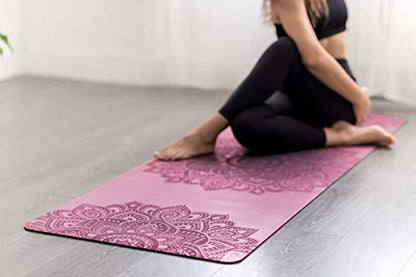 YOGA DESIGN LAB | The Infinity Mat | Luxurious Non-Slip Design Provides Unparalleled Grip to Support and Align You Beautifully | Eco-Friendly | w/Carrying Strap! - color: Mandala Rose, size: 5mm