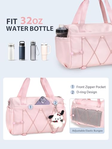 RHDZO Small Gym Bag for Women with Yoga Mat Holder and Wet Pocket, Pink - color: Pink
