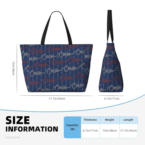 Large Beach Bag for Women Waterproof Foldable Travel Shoulder Tote Bag with Pocket for Weekender Pool Vacation - color: Cruise Blue