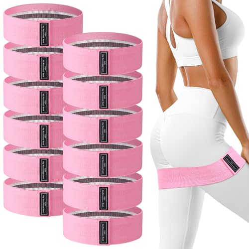 Lenwen 12 Pcs Fabric Resistance Bands Bulk - color: Pink, style: Light Resistance