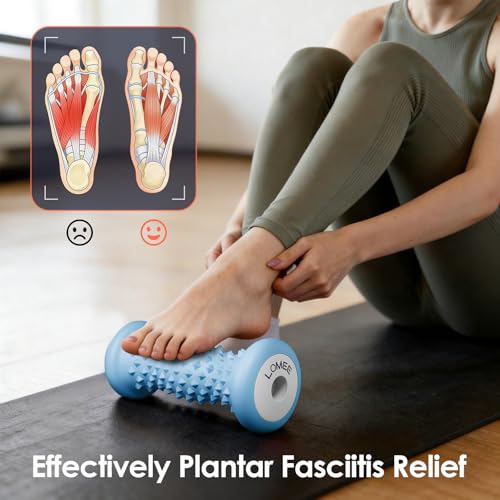 Foot Roller Massager for Plantar Fasciitis, Foot Arch and Heel Pain Relief | Deep Tissue Muscle Massage, Feet Ergonomic & Rounded Top Design - color: Blue