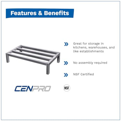 CenPro Commercial NSF Aluminum Dunnage Rack - 1,500 lb. Weight Capacity - 36"x20"x8" (28W-137) - size: 36x20x8"