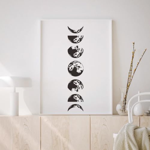 Moon Stencils for Painting Celestial Stencils Moon Phrase Stencil | Reusable Circular Stars Sun Clouds Stencil for Painting on Canvas Wood Furniture Fabric Walls - style: Moon
