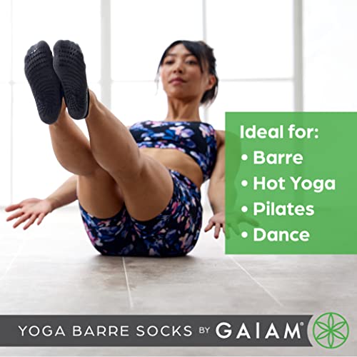 Gaiam Grippy Studio Yoga Socks, Non-Slip, Open-Toe, One Size - color: High Tide 2-pack, size: One Size
