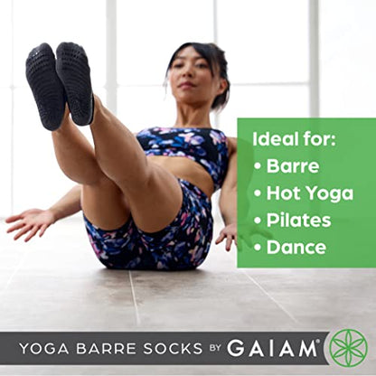 Gaiam Grippy Studio Yoga Socks, Non-Slip, Open-Toe, One Size - color: High Tide 2-pack, size: One Size