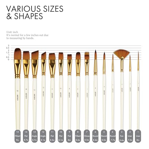 18 Piece Paint Brush Set, ARTIFY 15 Acrylic Paint Brushes, Palette Knife, and 2 Sponges, Professional Artist Paint Brushes for Acrylics, Watercolors, Gouache, Canvas, and Face Painting, Ivory White - color: White, size: 18 Pcs
