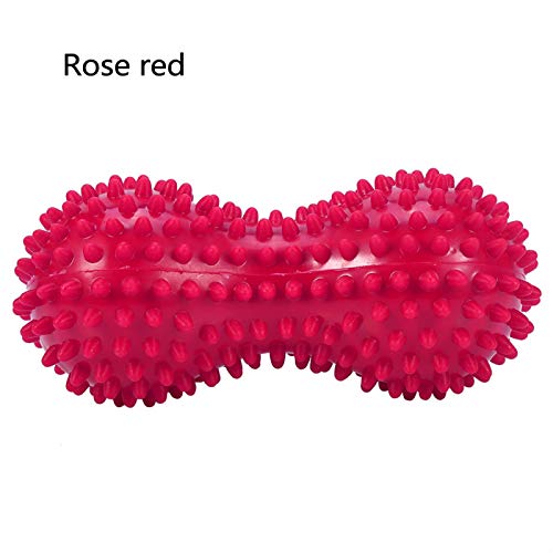 Agatige Double Peanut Massage Lacrosse Ball, Spiky Therapy Ball for Leg Back Shoulder Muscle Release Relief Deep Tissue Massage Yoga Ball(Rose Red) - color: Rose Red