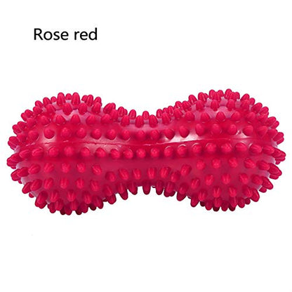 Agatige Double Peanut Massage Lacrosse Ball, Spiky Therapy Ball for Leg Back Shoulder Muscle Release Relief Deep Tissue Massage Yoga Ball(Rose Red) - color: Rose Red