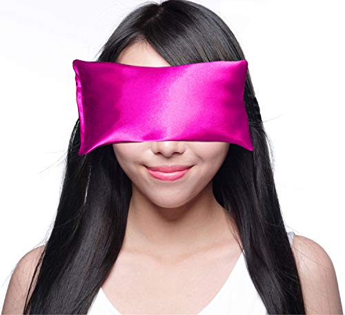 Lavender Eye Pillow - Hot Cold Weighted Eye Pillows for Relaxation, Sleep, Stress, Migraine Relief, Yoga - Aromatherapy Gifts for Women, Birthday, Teachers, Made in USA by Happy Wraps - Hot Pink - color: Hot Pink