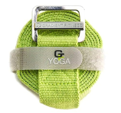 Gradient Fitness Yoga Strap, Friction-Less Easy-Feed Buckle, Super Soft Cotton/Polyester Blend Webbing, Free eGuide. (8 Feet) - color: Green