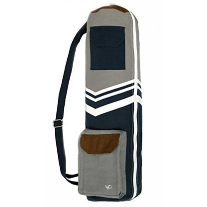 Open Road Goods Eco Friendly Yoga Mat Bag | Organic Yoga Bag For Extra Wide Mats | Yoga Mat Carrier for Men & Women: Full Zip, Adjustable Carry, Pockets, 100% Cotton Canvas - color: Blue and Grey
