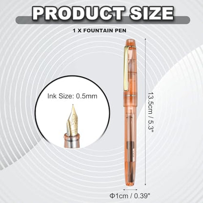 PATIKIL Fountain Pen Medium Nib, Fountain Pen Barrel Handcrafted Pen for Professional Office Journaling Gifts, Transparent Orange - color: Transparent Orange