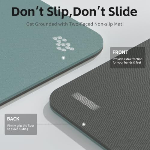 PAIDU Yoga Mat 8mm TPE Non‑Slip Fitness Mat with Strap for Home Workouts - color: 딥그린 & 그레이