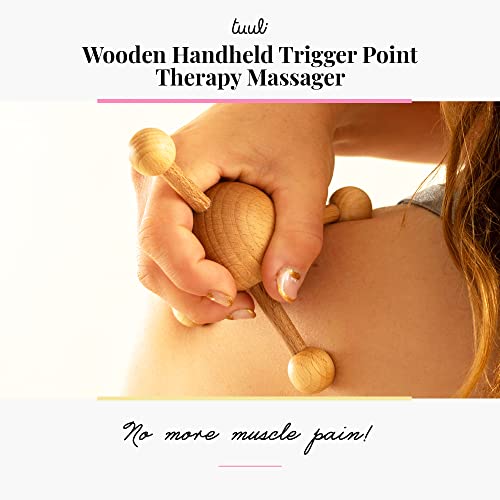 tuuli Accessories – Trigger Point Massage Tool, Multi-Functional Wooden Handheld Massager for Back, Neck, Shoulder and More, Helps Ease Muscle Tension and Support Skin Health
