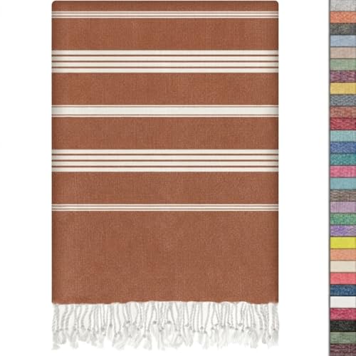EPHESUS TOWELS Turkish Beach Towel - 38x70 inch Oversized - Sultan Design - Turkish Towel for Beach, Bath, Pool, Gym, Yoga - Prewashed, Lightweight, Quick Dry (Natural Terra) - color: Natural Terra