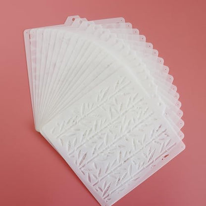 16 Pcs 5.5x5.5in Cookie Stencil Baking Stencils for Royal Icing Cookies, Airbrush Cookies; Sugar Cookie Stencils,Craft Painting Stencil, Stencil Genie Stencils (Leaves) - style: Leaves