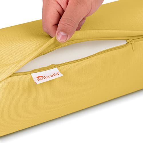 Austin Horn Classics Sunbrella Set of 2 Zippered Neck Bolster Pillow, Made with Sunbrella Fabric, Cylinder Pillows, for Couch & Bed, Decorative Round Throw Pillow, Back & Neck Support (Daffodil) - color: Daffodil, size: Medium