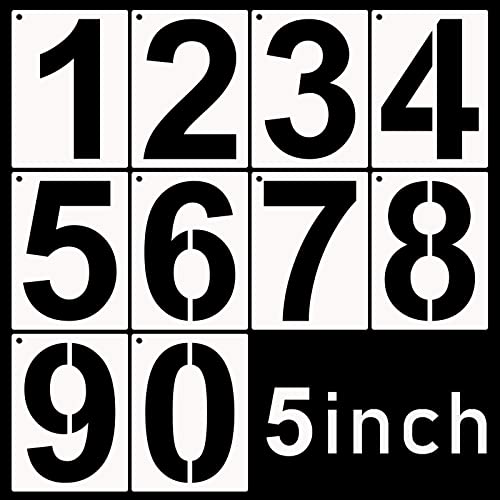 DXCYZ 5 Inch Tall Number Stencils Kit 0-9 Address Number Stencil, 10PCS Reusable Plastic Painting Number Templates for Mailbox Signs, Door, Cars, Trucks, Home, Business, Window - size: 5 Inch
