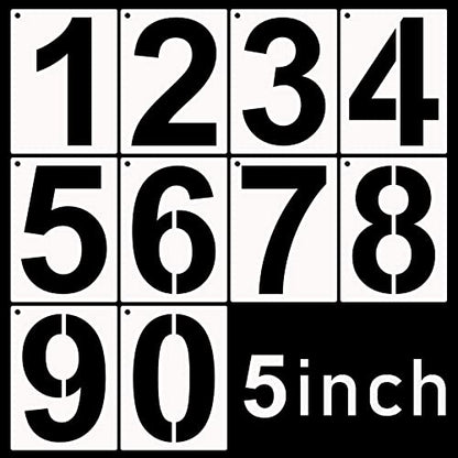 DXCYZ 5 Inch Tall Number Stencils Kit 0-9 Address Number Stencil, 10PCS Reusable Plastic Painting Number Templates for Mailbox Signs, Door, Cars, Trucks, Home, Business, Window - size: 5 Inch