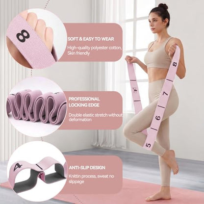 10 Loops Resistance Bands for Working Out, PT, Stretch Out Strap - color: Pink
