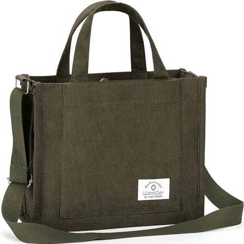 WantGor Tote Bag for Women, Corduroy Crossbody Bags Shoulder Handbag - color: Army Green