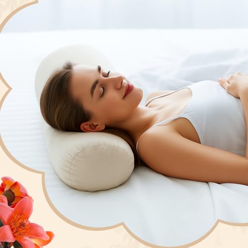 Leinuosen Organic Kapok Orthopedic Roll Pillow 16"x6" – Neck, Back, Knee & Leg Support Bolster – Cervical & Lumbar Roll for Pain Relief, Spinal Alignment – Natural Filling, Adjustable for Bed & Travel - size: 16" X 6"
