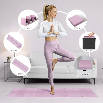 Foldable Yoga Mat Thick Non-Slip Exercise Mat - color: lilac