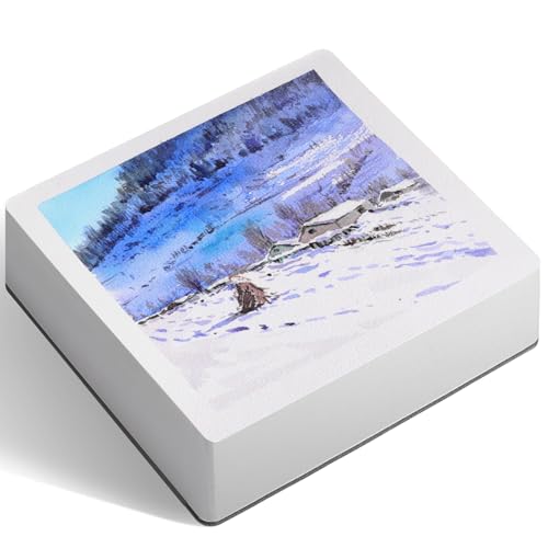 FLUNBRATO Watercolor Paper Pad, 60 Sheets, 6.5 x 6.5 in, Cold Press 100% Cotton, 140LB/300GSM Acid-Free Square Art Pad, Two-Edge Glued, for Gouache, Ink and Mixed Media - size: 6.5 x 6.5 in